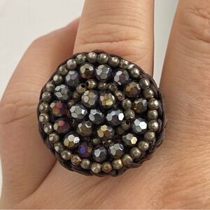 Brown Faceted Bead Statement Ring - Unbranded